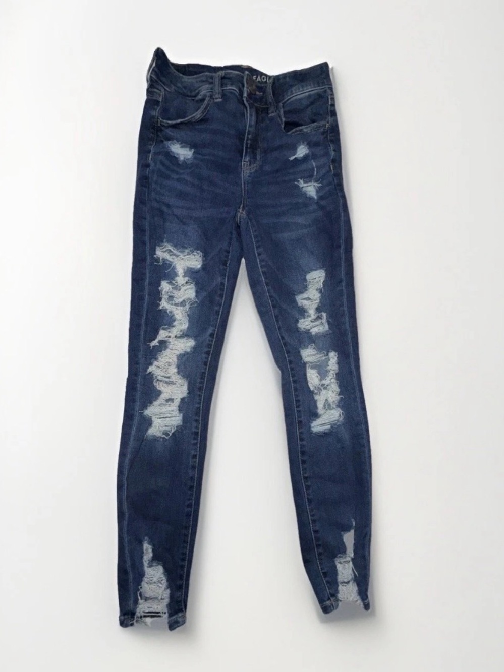 American Eagle Next Level Ripped High-Waisted Jeggings Distressed 2 Short